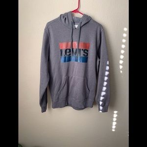 Levi's Thermal Hoodie Sweatshirt Men's Medium Gray Made In Egypt Draw String